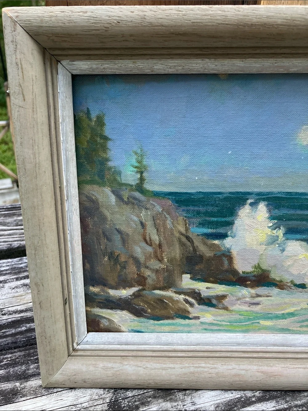 Vintage Original Signed Oil Painting Framed Impressionist Coastal Seascape Art